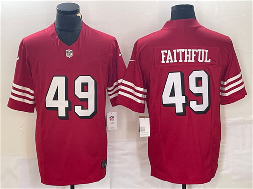 Men's New Red San Francisco 49ers #49 Faithful 2023 F.U.S.E. Vapor Untouchable Limited Stitched Football Jersey